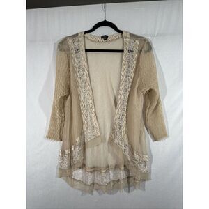 NEW Komarov [ XL ] Charmeuse &‎ Chiffon Lace JACKET ONLY in Cream Beige